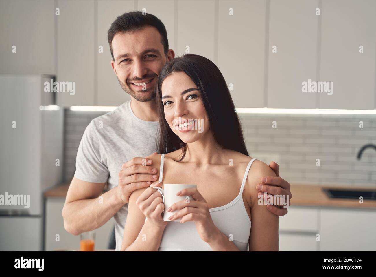Smiling young married couple is happy being together Stock Photo
