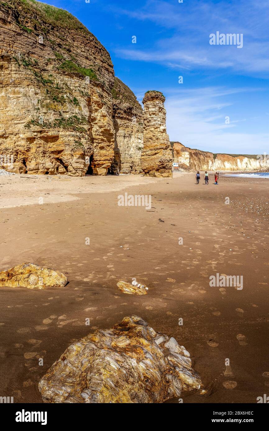 Marsden cliffs and 'Lots wife', South Shields Stock Photo