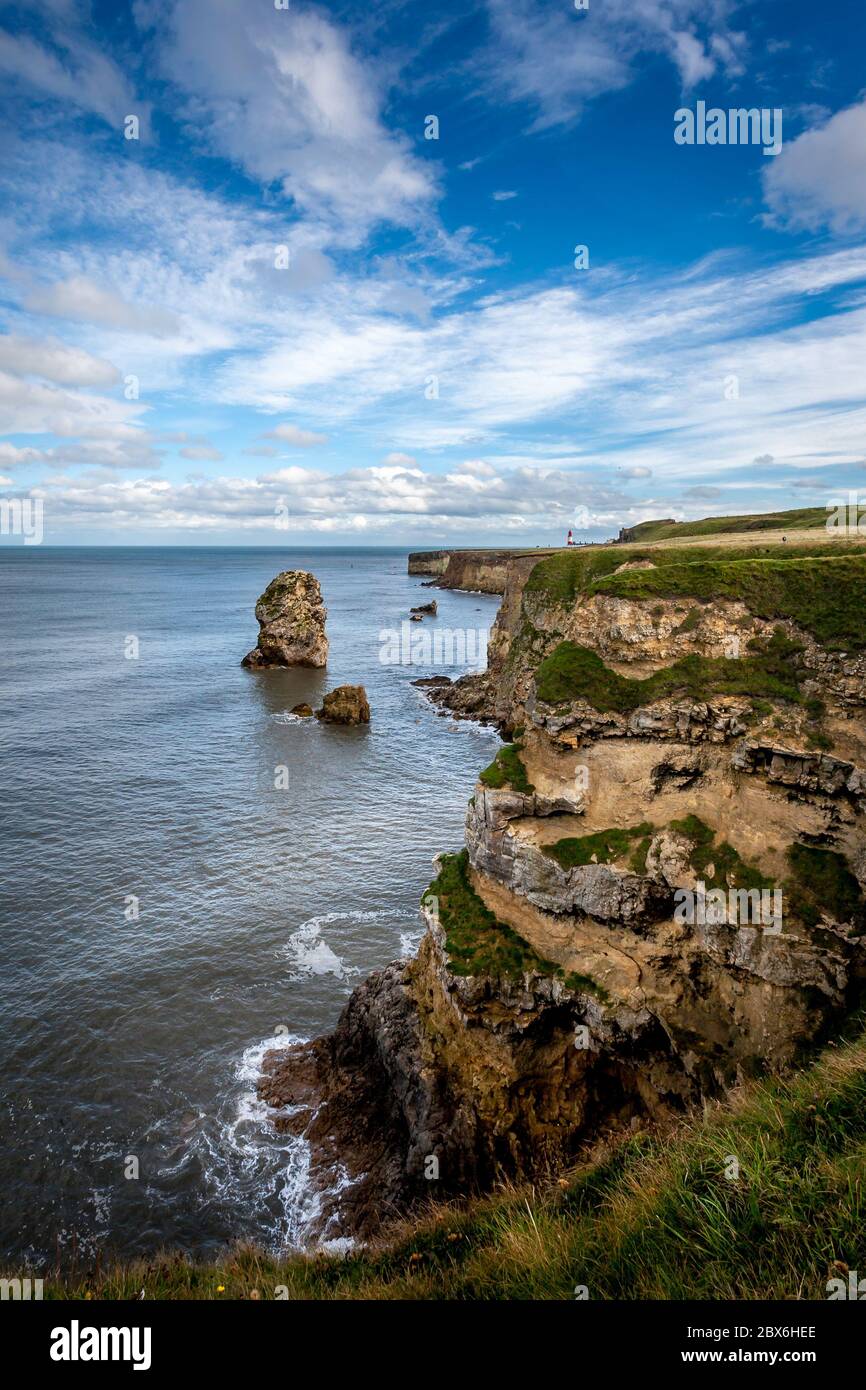 Marsden cliffs and rock (south view), leas, South Shields Stock Photo