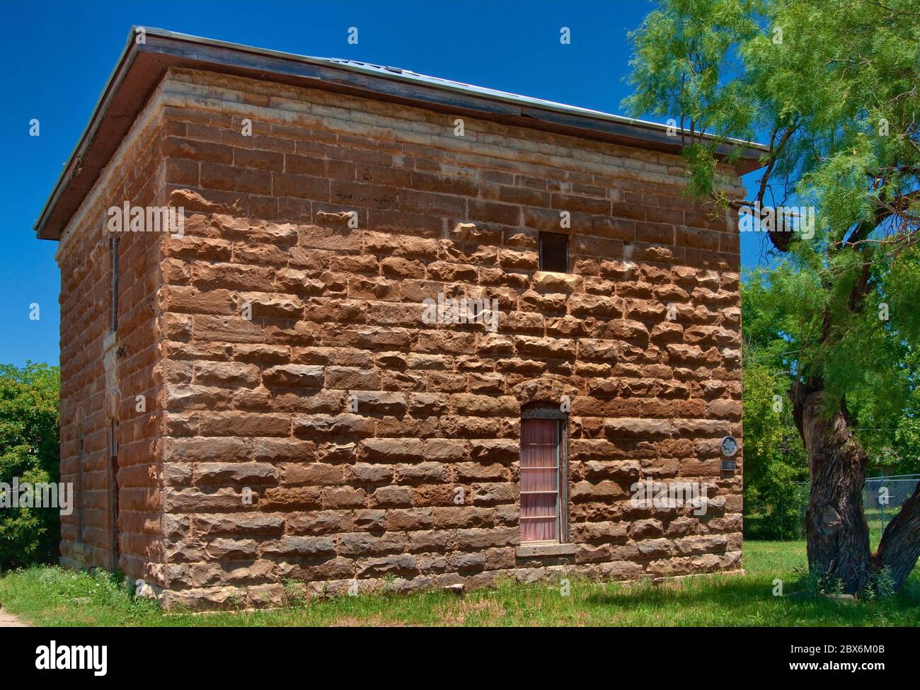 First Callahan County jail, built 1878, in Baird, Panhandle Plains region, Texas, USA Stock Photo
