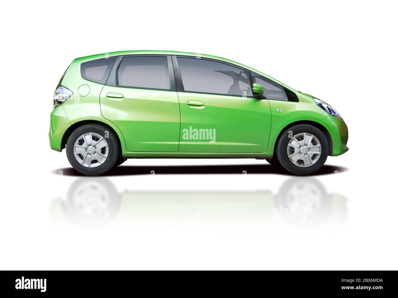 Green MPV car side view isolated on white Stock Photo