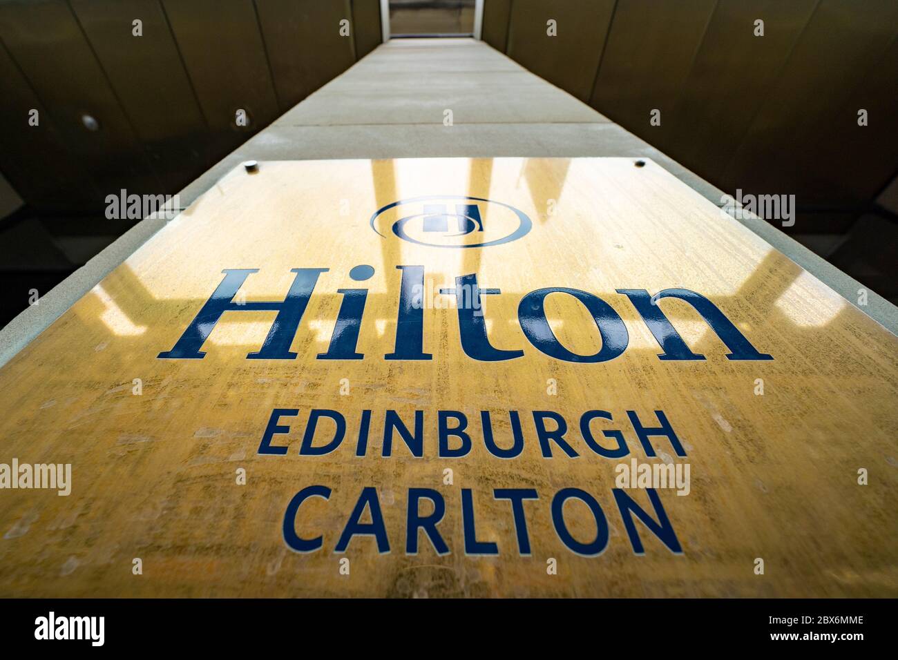 Hilton Carlton Hotel in Edinburgh where possible first cases of coronavirus in Scotland were detected at a Nike conference held there, Scotland, UK Stock Photo