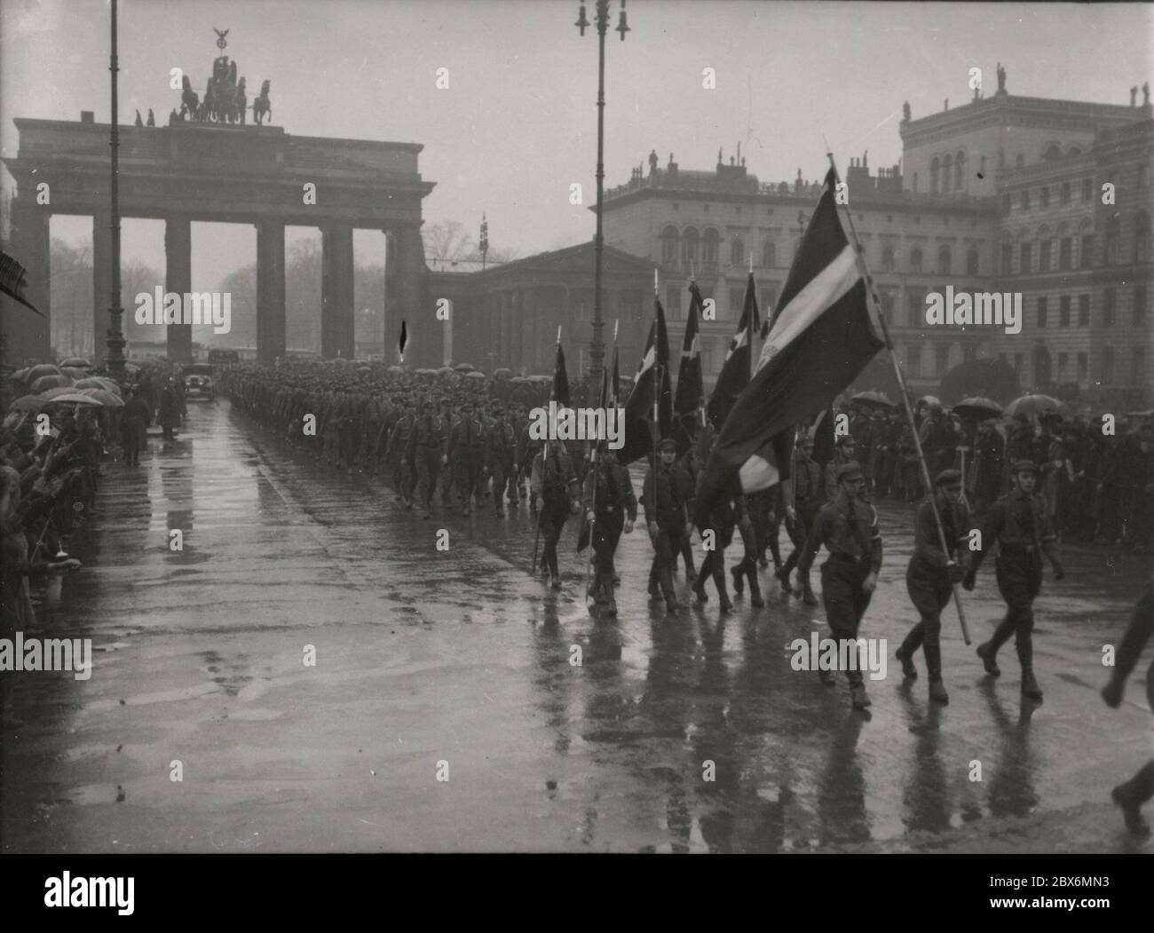 March Of The Hitler Youth At The Brandenburg Gate Heinrich Hoffmann Photographs 1933 Adolf Hitler S Official Photographer And A Nazi Politician And Publisher Who Was A Member Of Hitler S Intimate Circle Stock