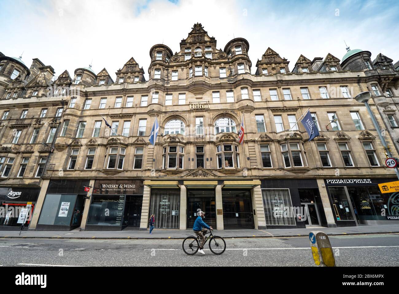 Hilton Carlton Hotel in Edinburgh where possible first cases of coronavirus in Scotland were detected at a Nike conference held there, Scotland, UK Stock Photo