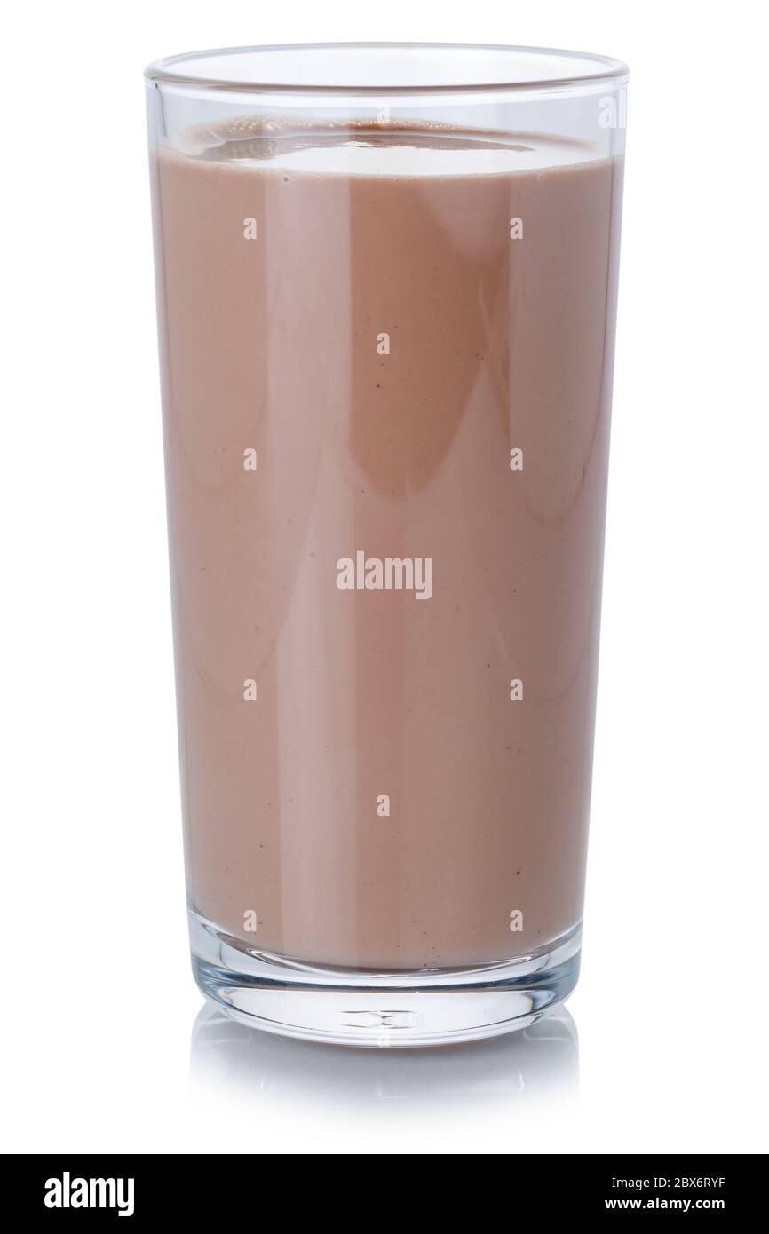 Chocolate milk shake milkshake in a glass isolated on a white background Stock Photo