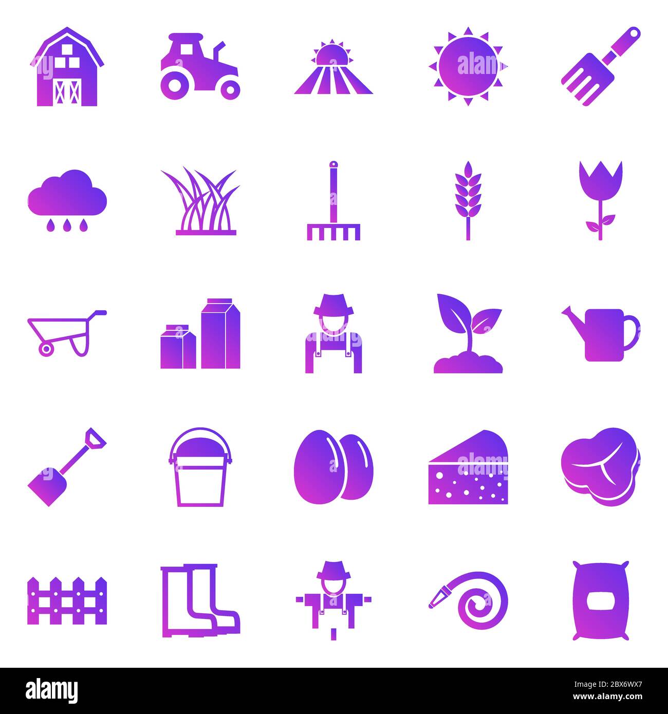 Farming gradient icons on white background, stock vector Stock Vector