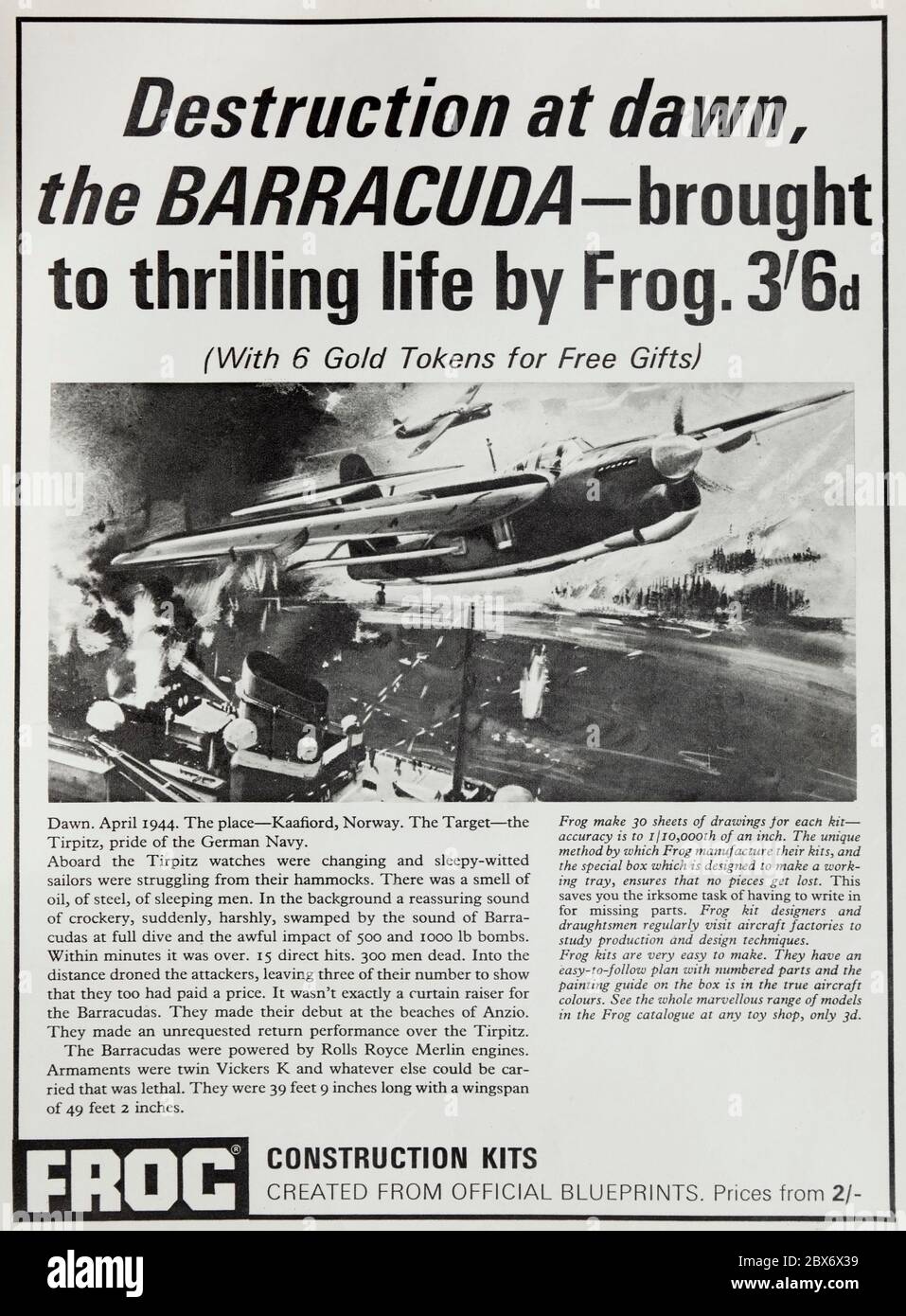 Vintage advertisement for Frog plastic model kits. Stock Photo