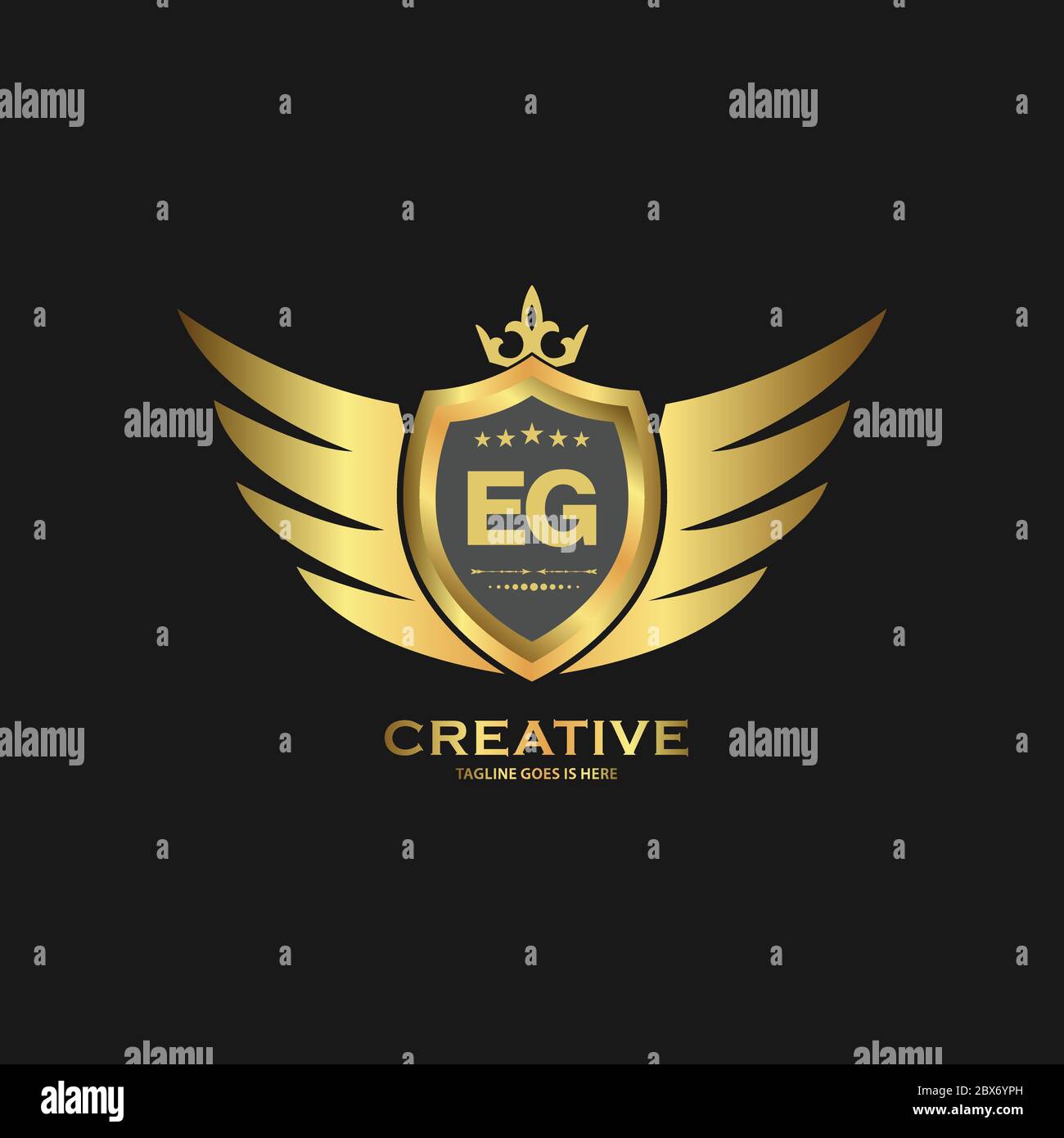 EG Abstract letter shield logo design template. Premium nominal monogram business sign. Stock Vector
