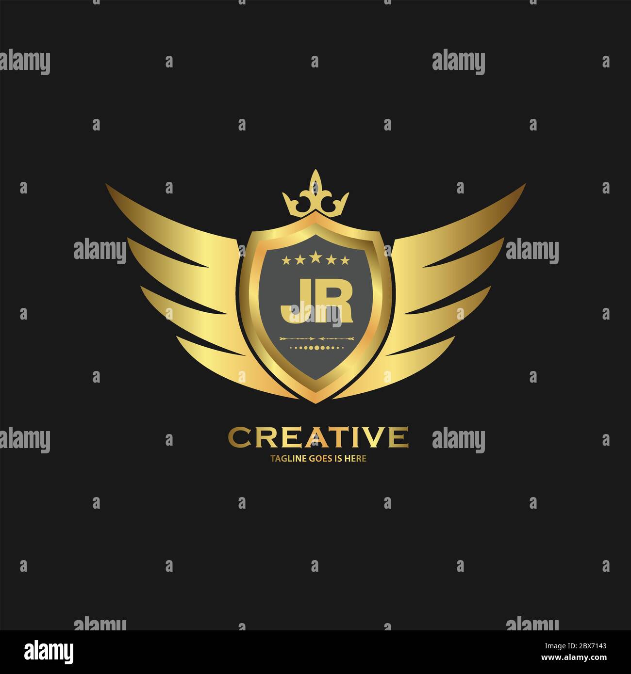 JR Abstract letter shield logo design template. Premium nominal monogram business sign. Stock Vector