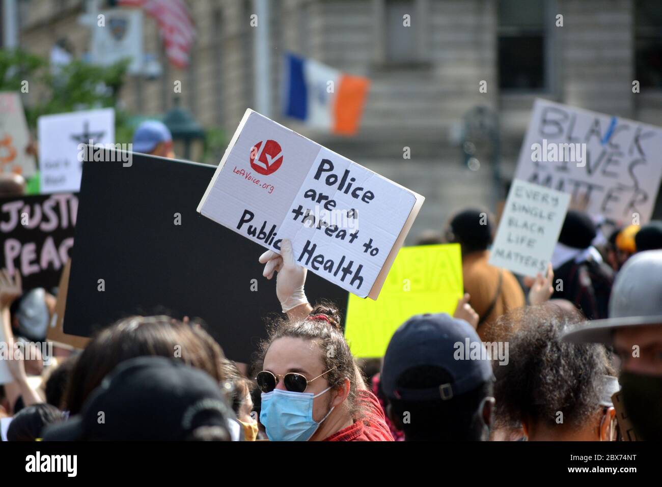 Protest against police brutality following the killing of George Floyd by Minneapolis Police in New York City. Stock Photo