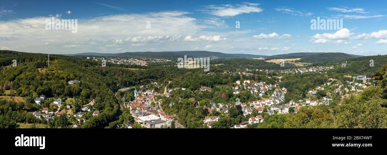 Panorama of the village of Eppstein, Taunus, Hesse, Germany Stock Photo