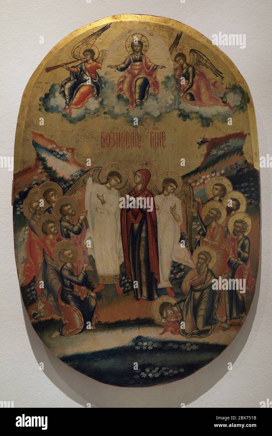 Ascension. Early 18th century. Russian School. Tempera on wood. Loan private collection. Museum of Pilgrimage and Santiago. Santiago de Compostela, Galicia, Spain. Stock Photo