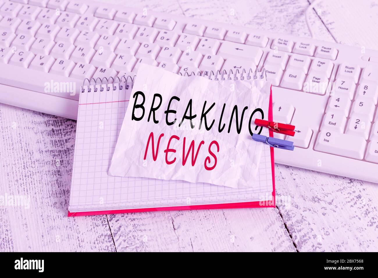 Handwriting text Breaking News. Conceptual photo newly received current ...