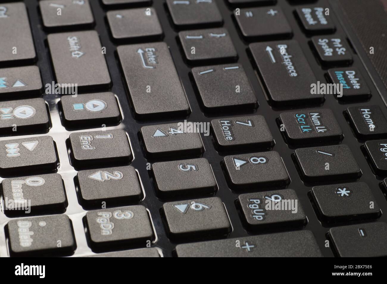 Laptop. Close-up on the numeric keypad of a new laptop. Stock Photo
