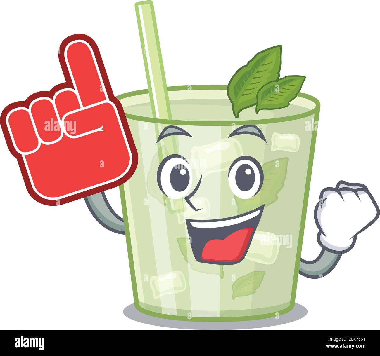 Mojito lemon cocktail in cartoon drawing character design with Foam finger  Stock Vector Image & Art - Alamy