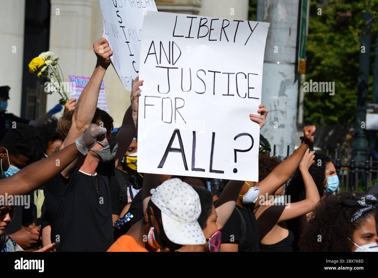 Protest against police brutality following the killing of George Floyd by Minneapolis police in New York City. Stock Photo