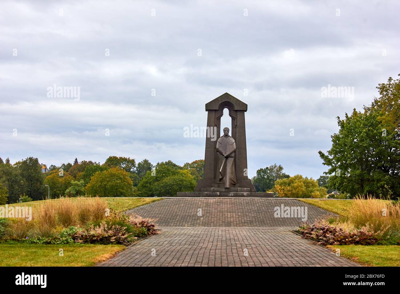 Monument to the famous person in Lithuania Stock Photo