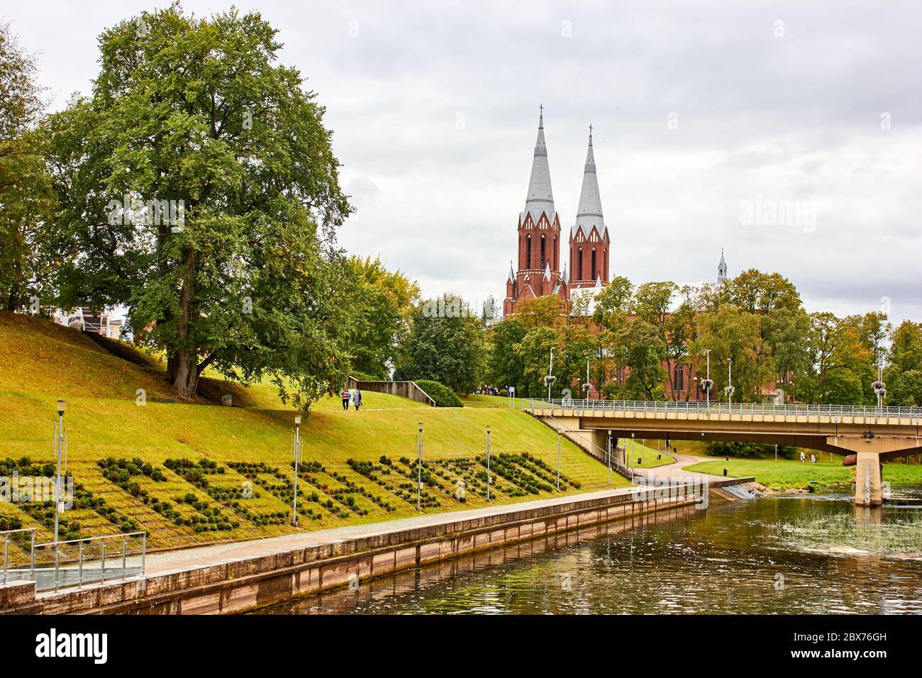 View of the city and church in Lithuania Stock Photo