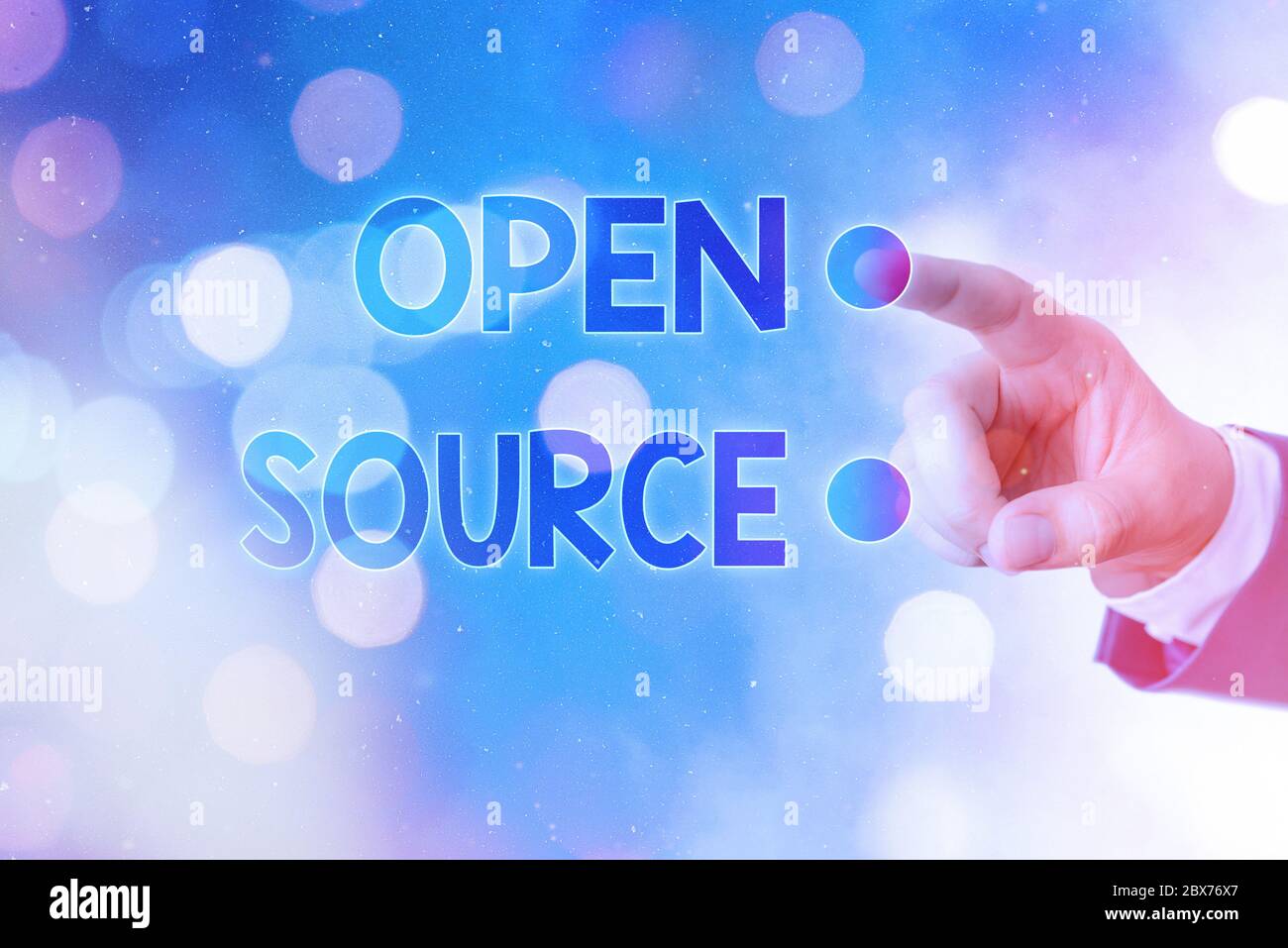 Writing note showing Open Source. Business concept for contains the source code that can be modified and enhanced Stock Photo