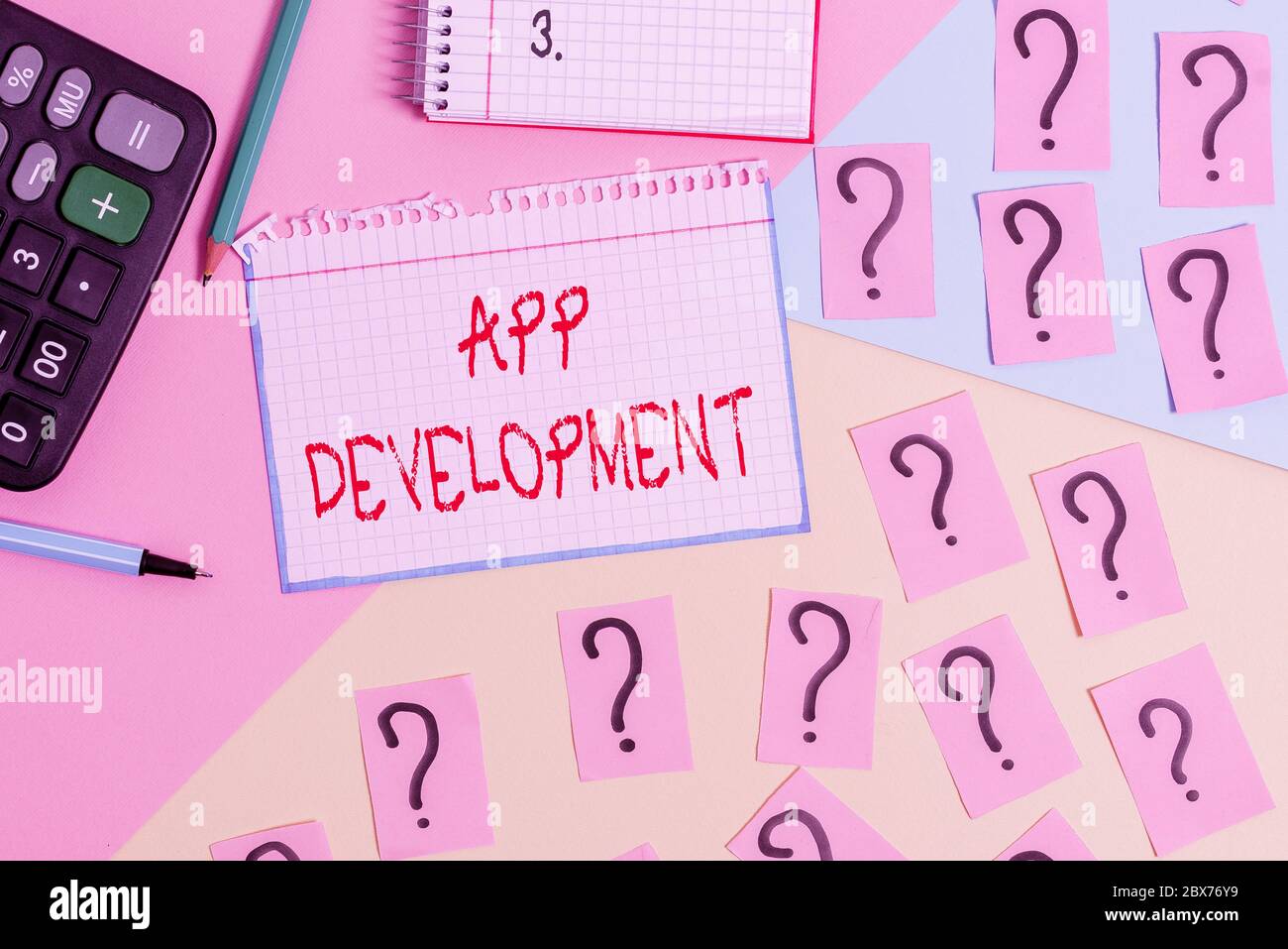 Writing note showing App Development. Business concept for producing ...