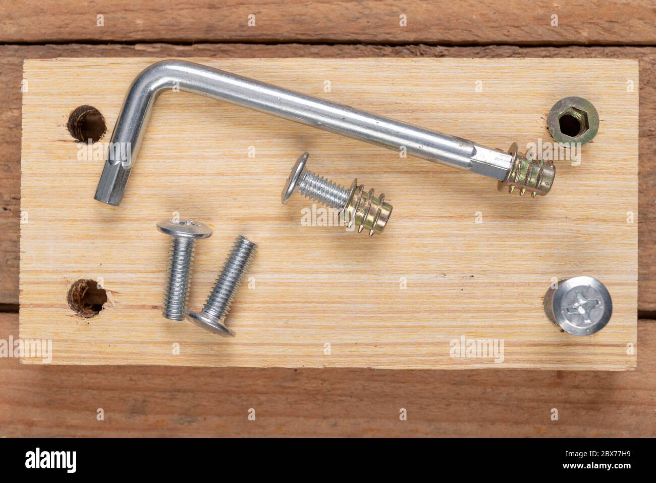 Special screws for joining wood. Carpentry accessories for building