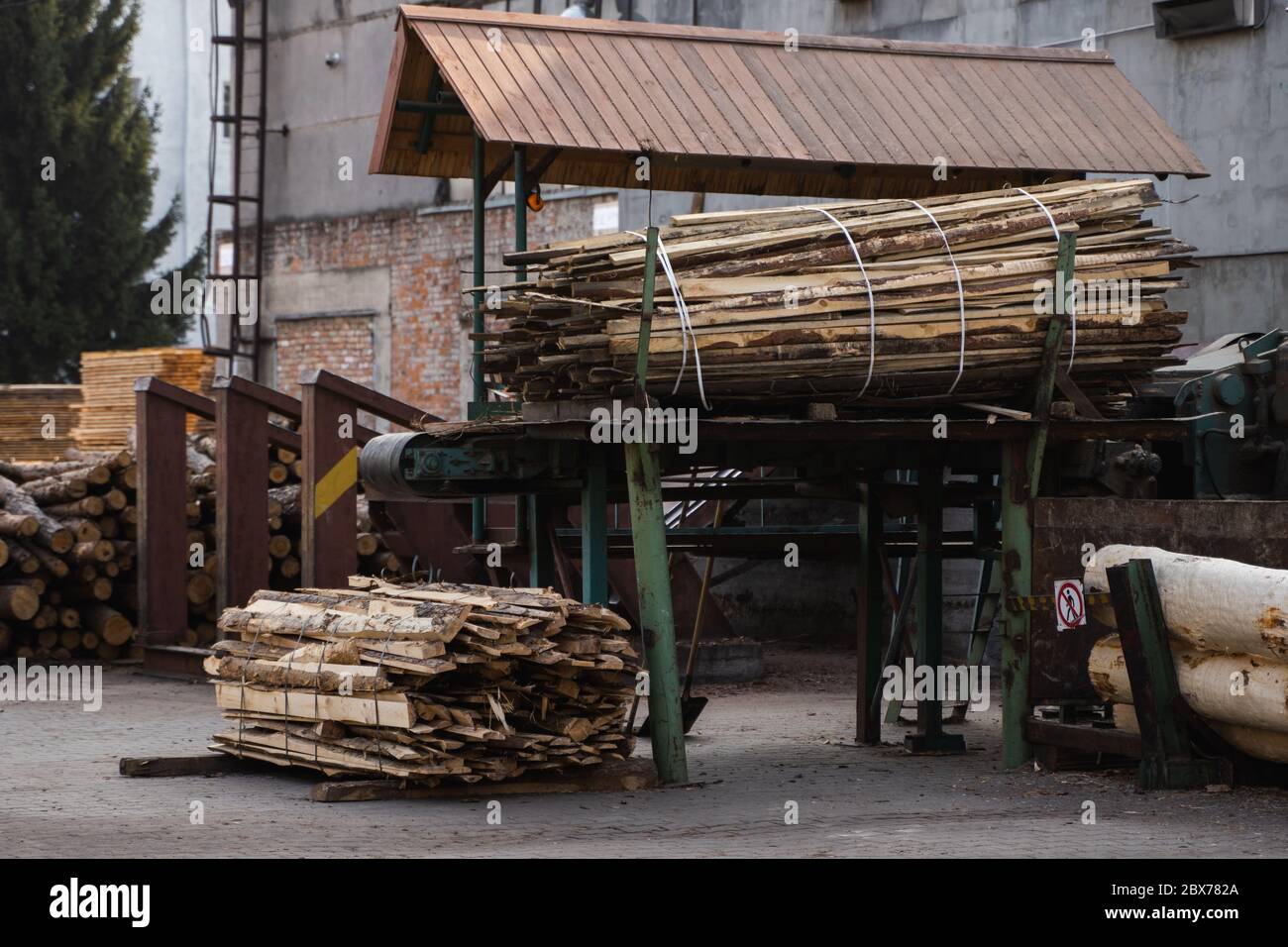Bark removal from large logs on sawmill 