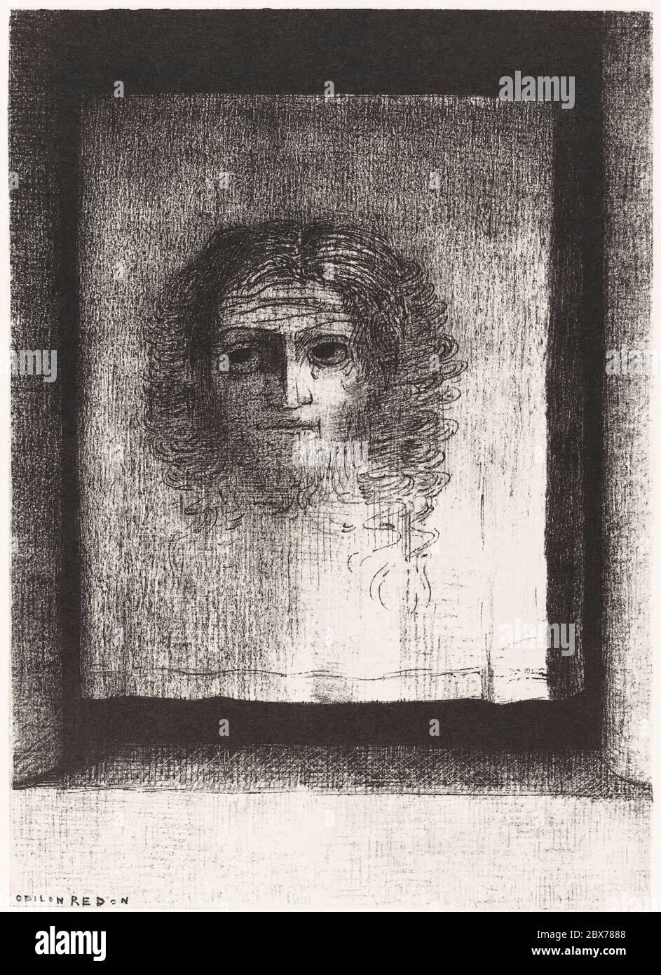 It Was a Veil, an Imprint (1891) by Odilon Redon. Original from the National Gallery of Art. Stock Photo