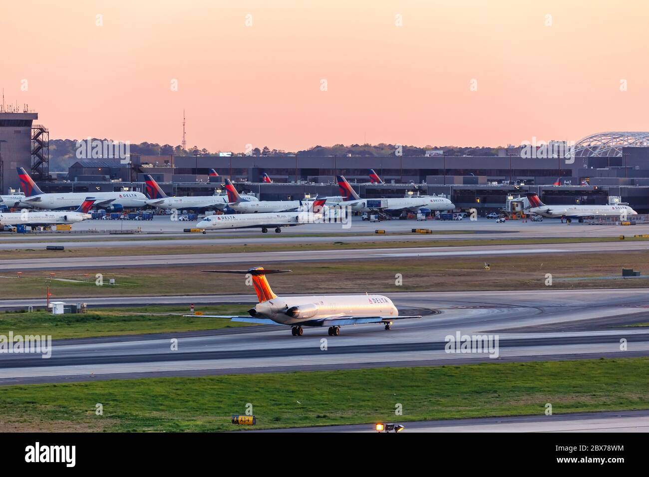 Atlanta, Georgia - April 2, 2019: Delta Air Lines McDonnell Douglas MD-88 airplane at Atlanta airport (ATL) in Georgia. Stock Photo