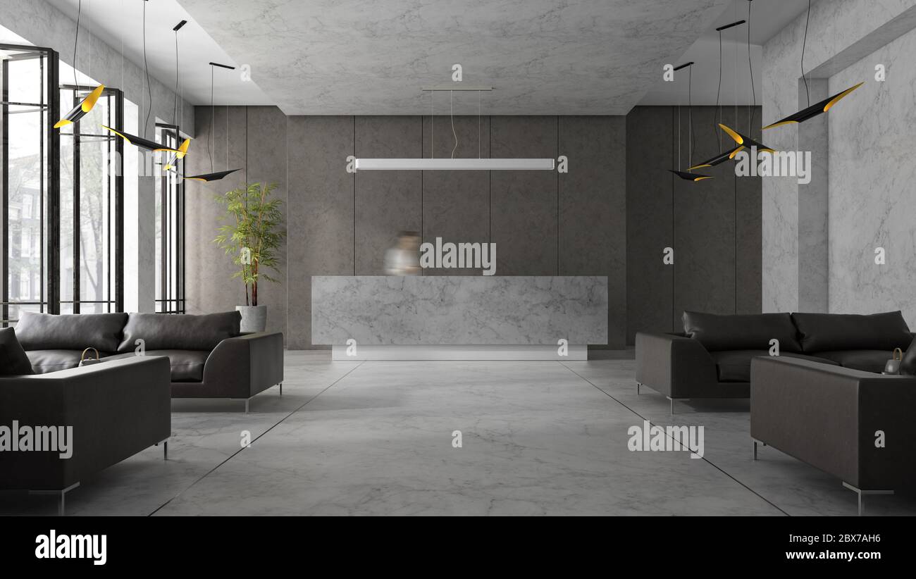 Interior of a hotel spa reception 3D illustration Stock Photo - Alamy