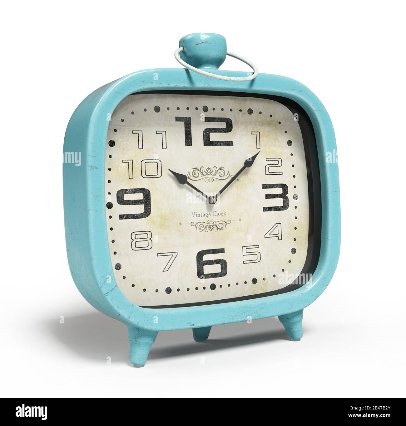 Retro alarm clock isolated on white background 3D rendering Stock Photo ...