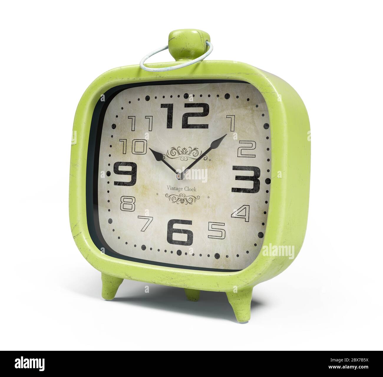 Retro alarm clock isolated on white background 3D rendering Stock Photo ...