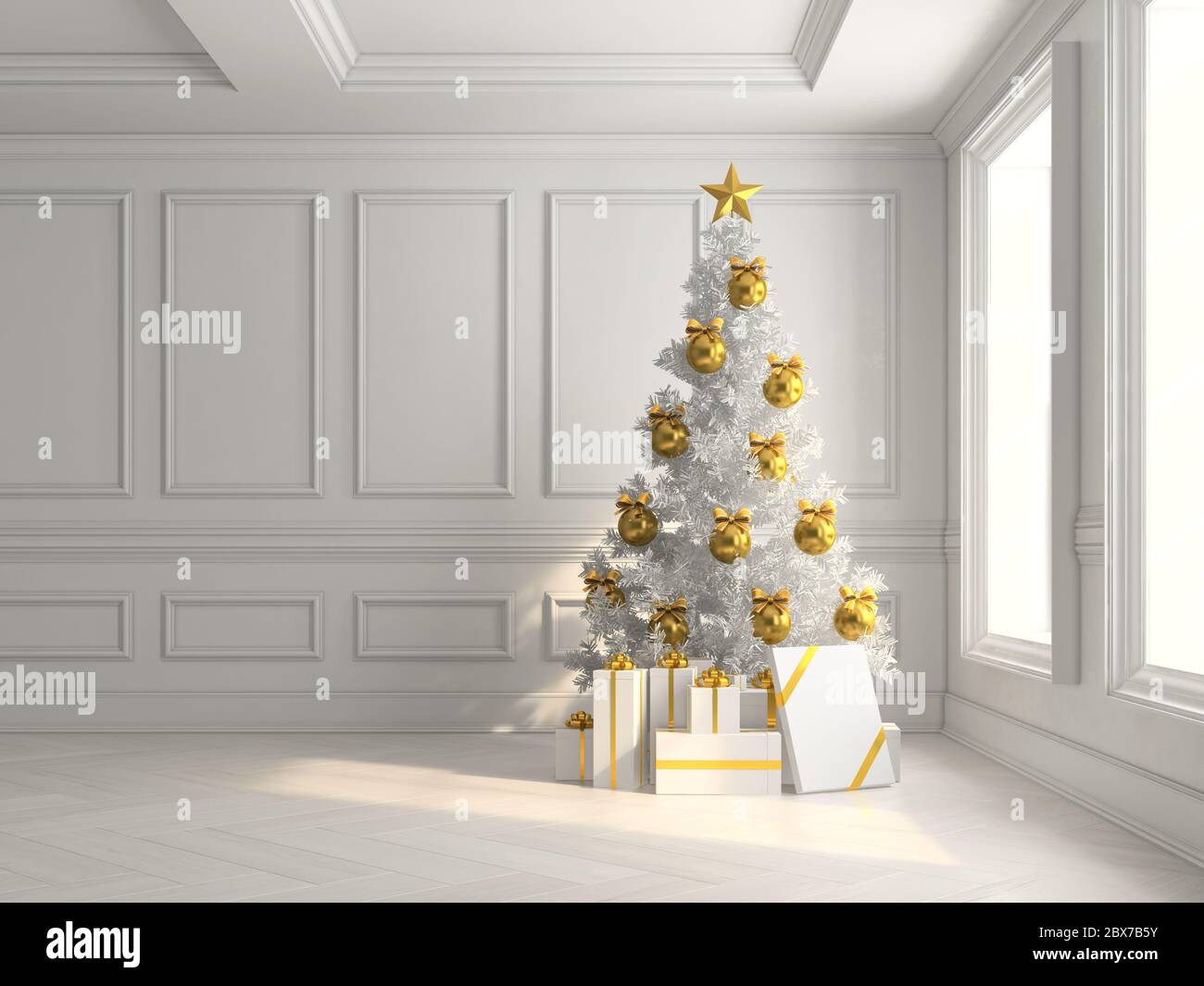 3d christmas tree decorated with gift boxes hi-res stock photography ...
