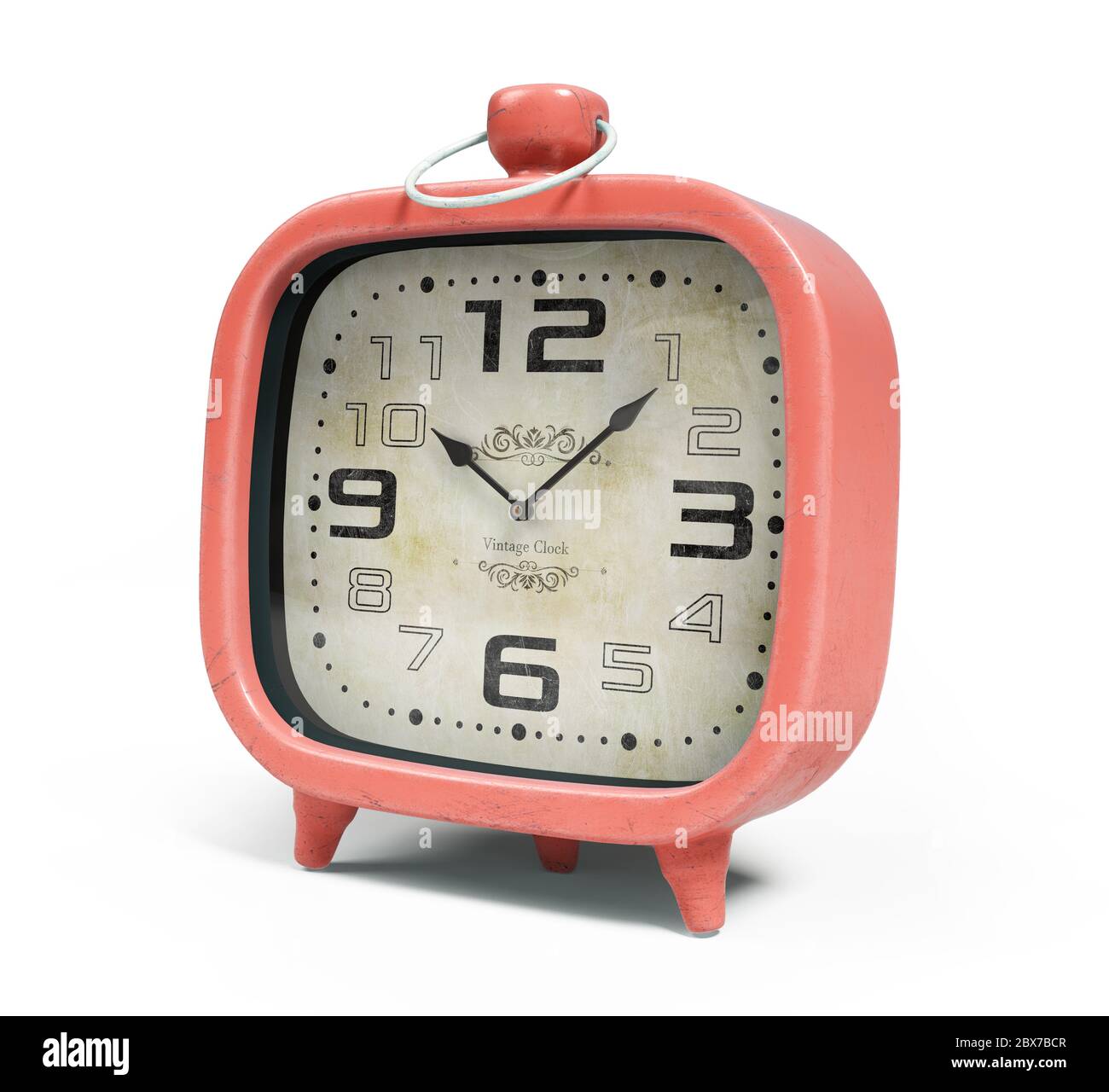 Retro alarm clock isolated on white background 3D rendering Stock Photo ...