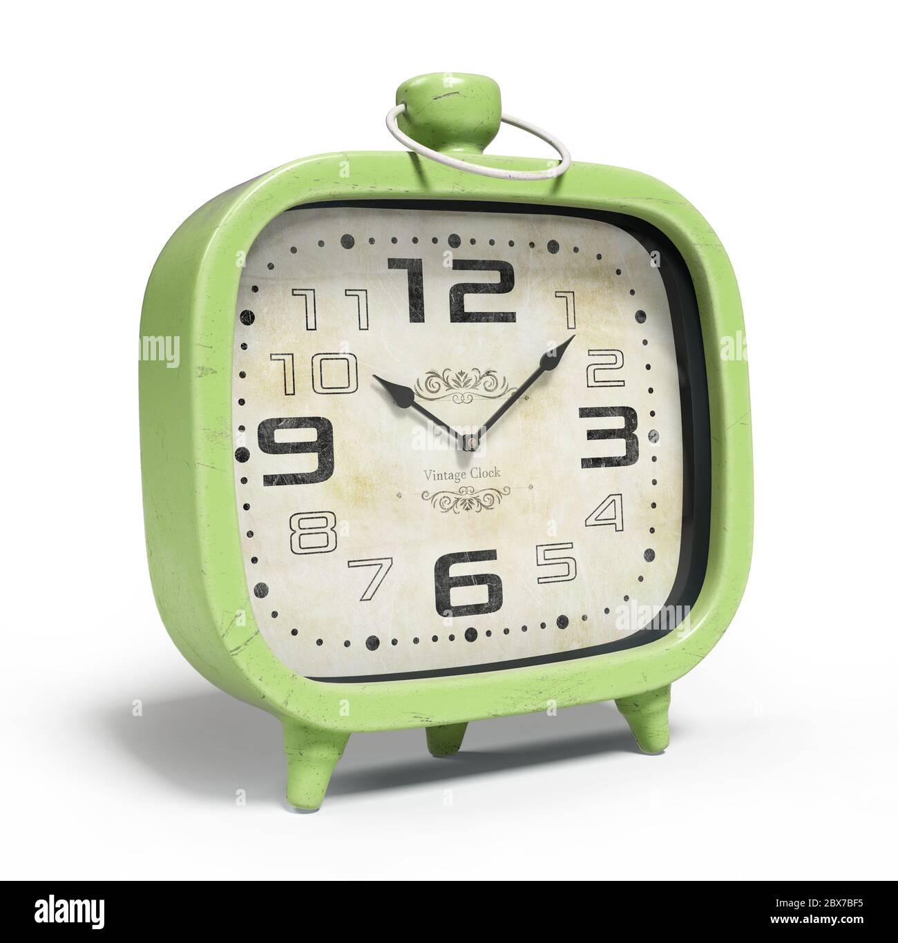 Retro alarm clock isolated on white background 3D rendering Stock Photo ...