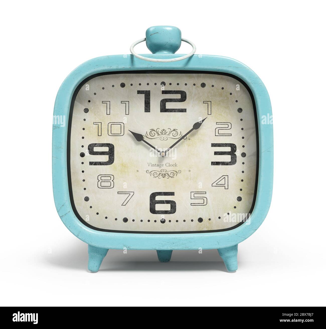 Retro alarm clock isolated on white background 3D rendering Stock Photo ...