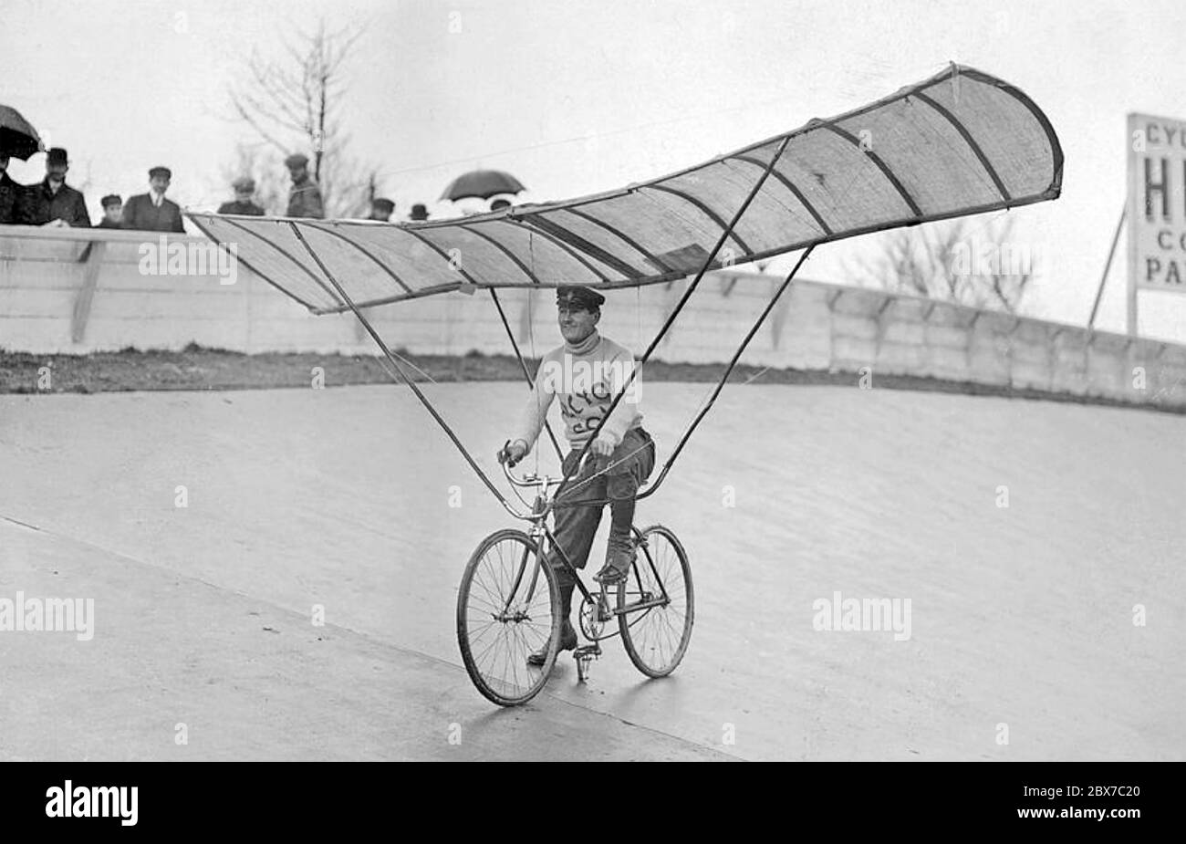 FLYING CYCLIST about 1905 Stock Photo