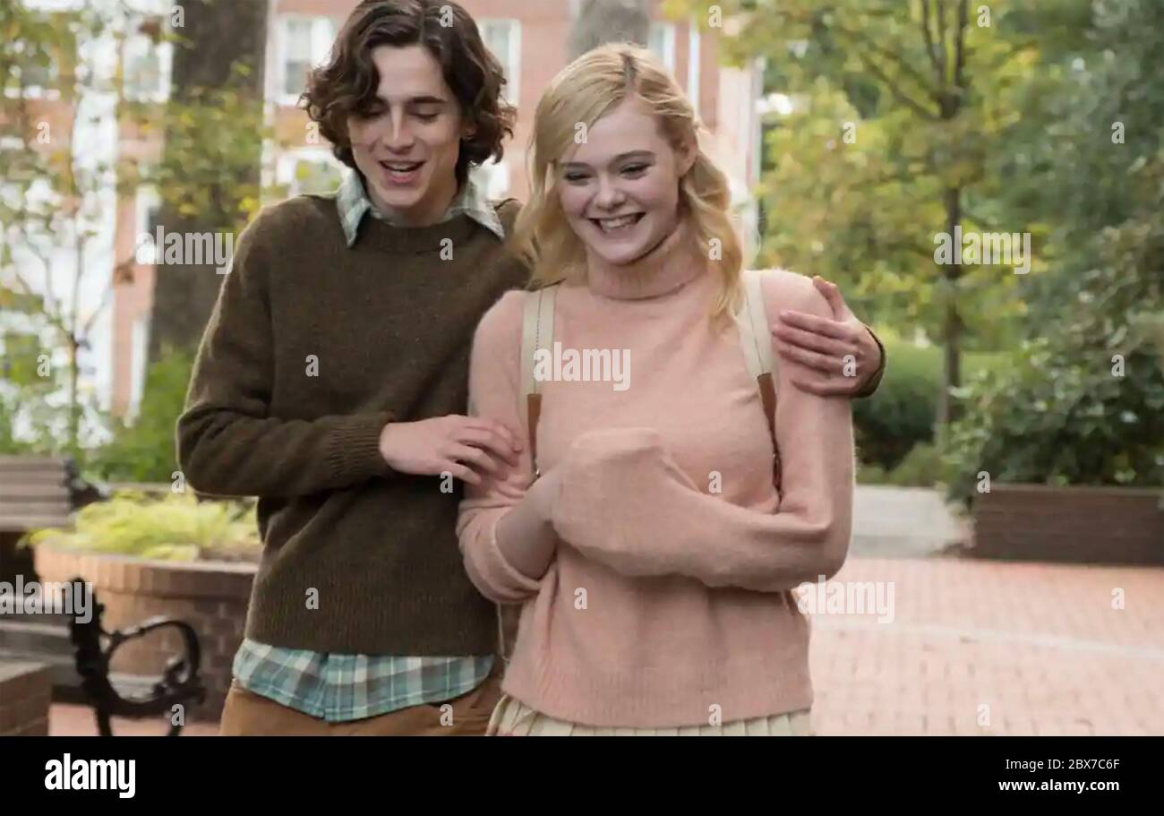 A RAINY DAY IN NEW YORK 2019 Gravier/Perdido Productions film with Elle Fanning and Timothée Chalamet Stock Photo