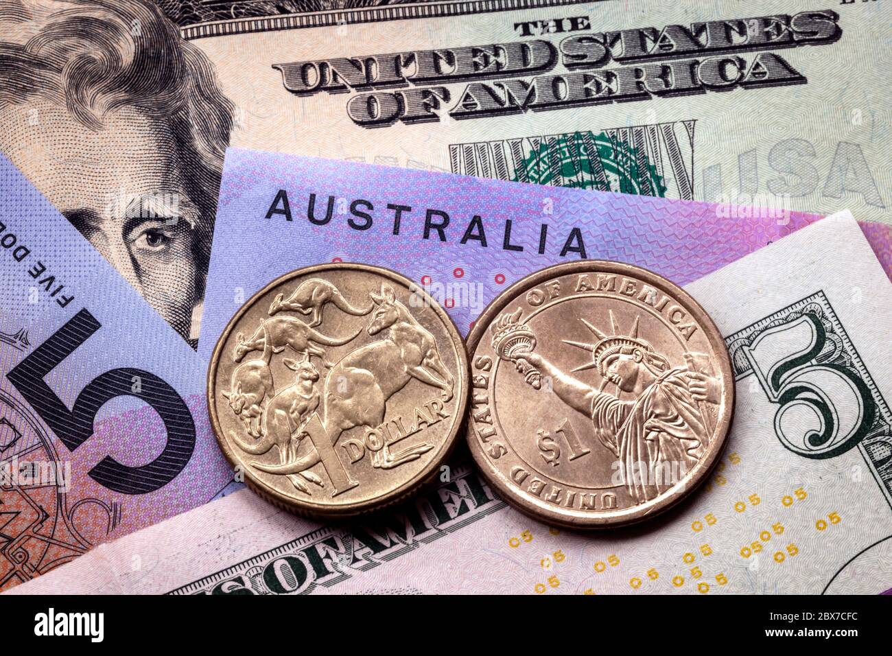 Australian and American money. Currency exchange rate concept Stock Photo -  Alamy