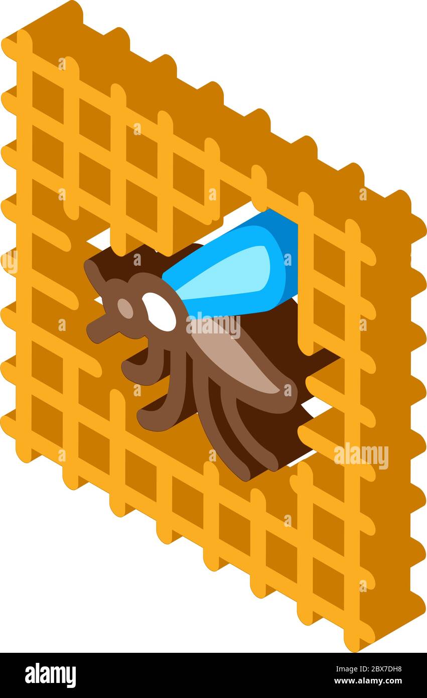 Mosquito On Grid isometric icon vector illustration Stock Vector