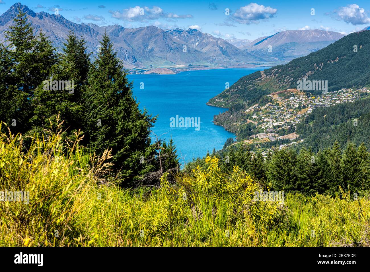 Queenstown and Lake Wakatipu in New Zealand's south Island Stock Photo ...