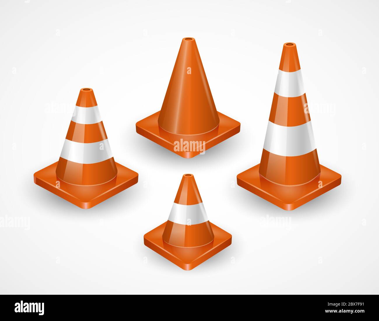 Traffic cones collection. Isometric set of icons for web design ...