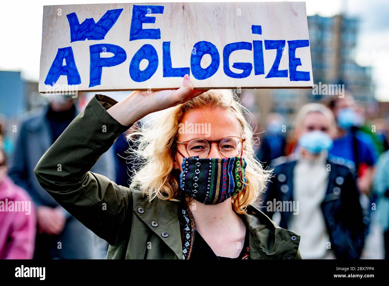 People gather for a Black Lives Matter protest in Utrecht, Netherlands, 05 June 2020. Protests were held in many European cities in the wake of the death of George Floyd and in support of the ongoing protests in the US. 5 Jun 2020 Stock Photo