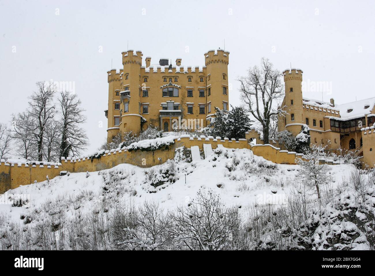 SNOWSHOE HIKE IN BAVARIA Stock Photo