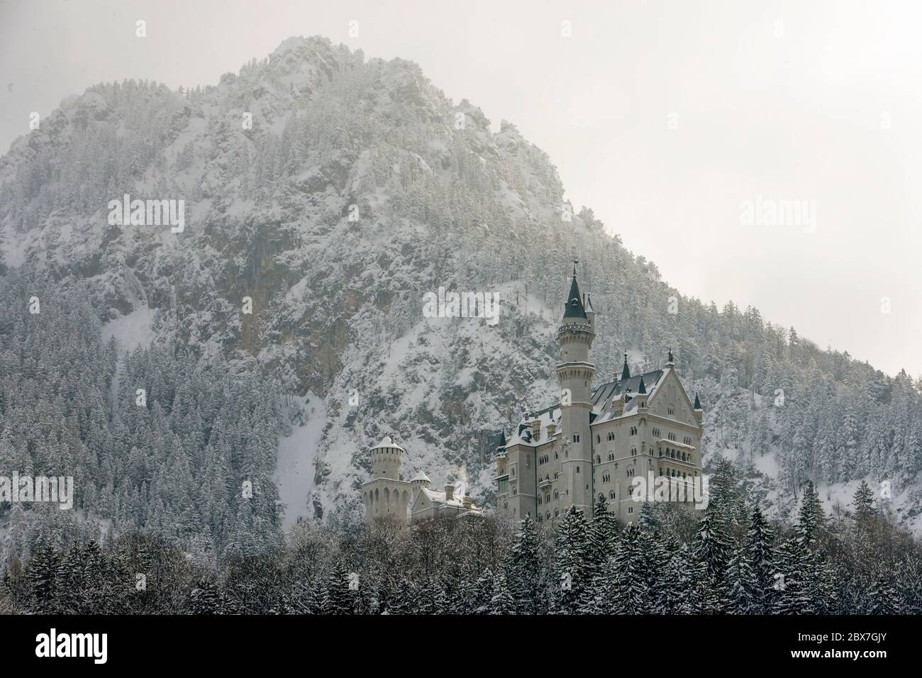 SNOWSHOE HIKE IN BAVARIA Stock Photo