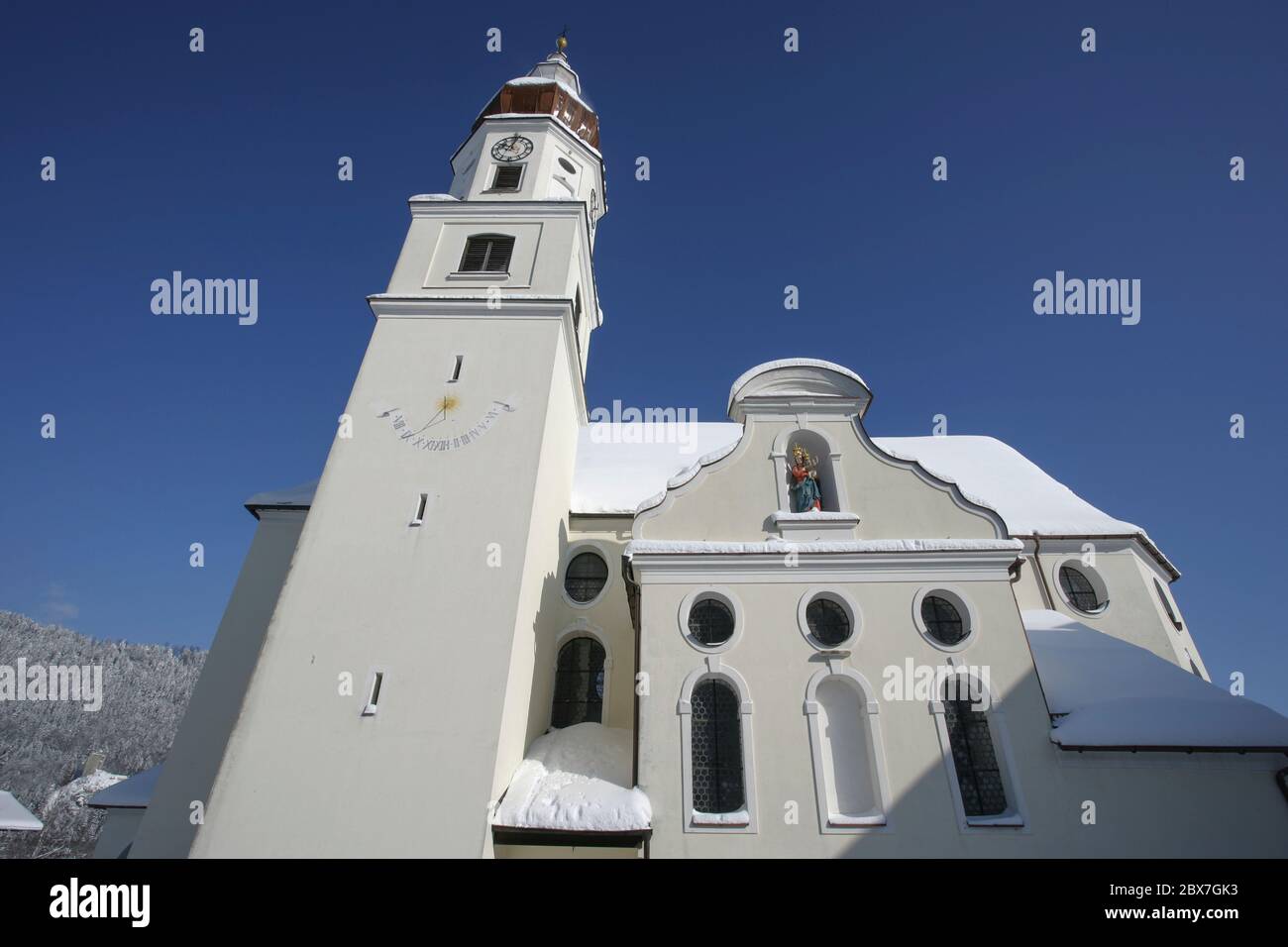 SNOWSHOE HIKE IN BAVARIA Stock Photo