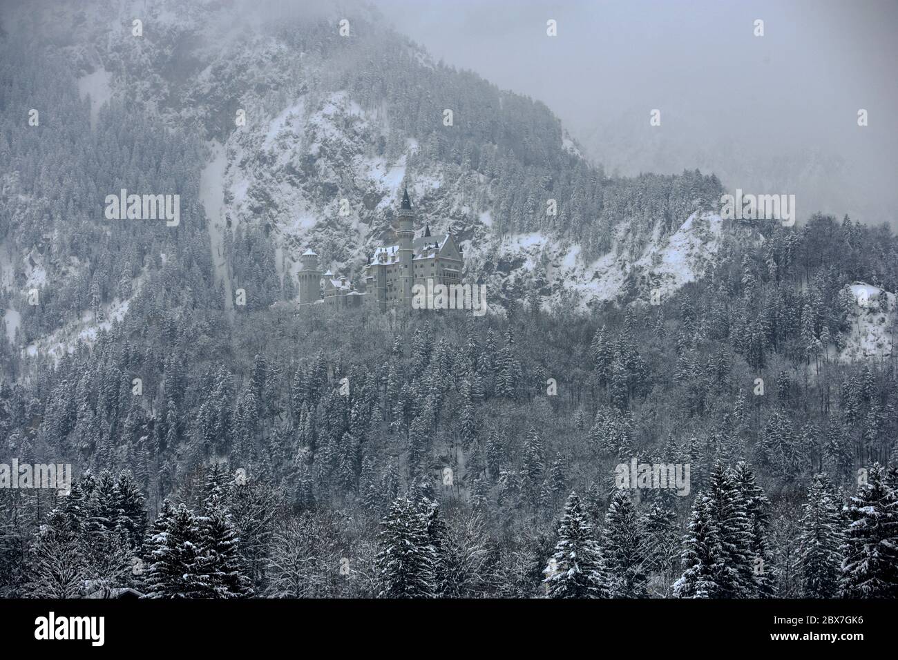 SNOWSHOE HIKE IN BAVARIA Stock Photo