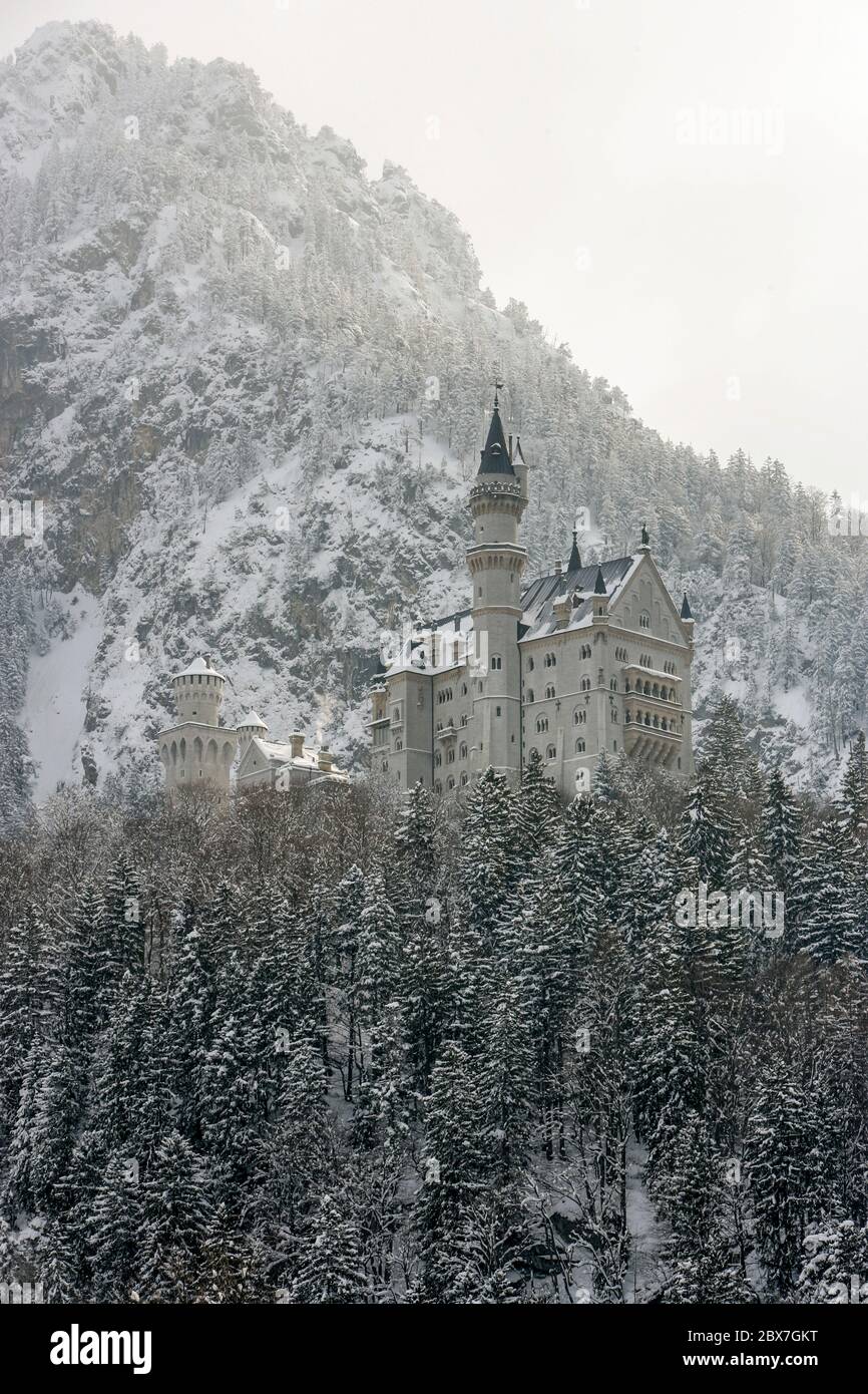 SNOWSHOE HIKE IN BAVARIA Stock Photo