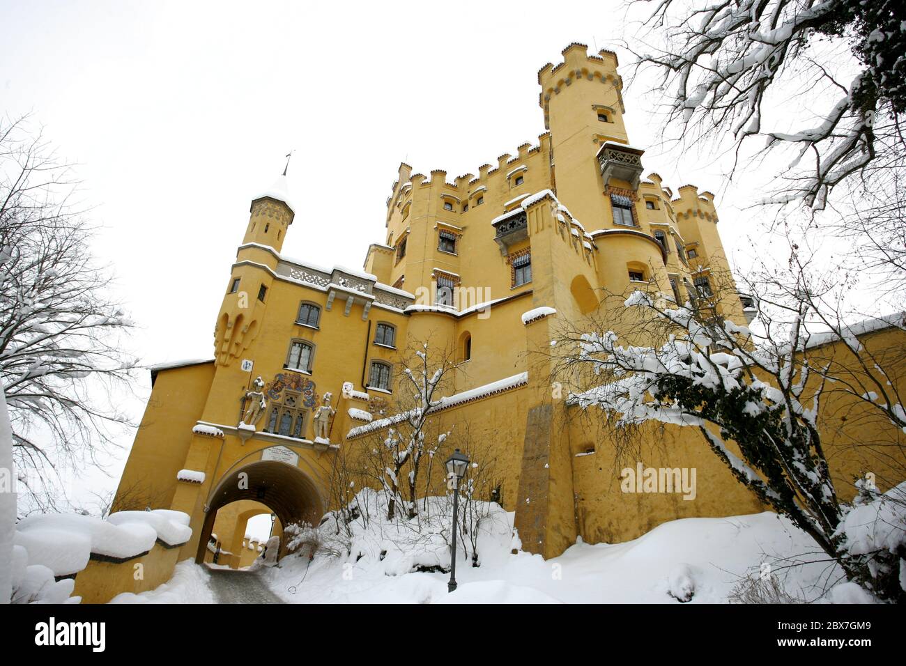 SNOWSHOE HIKE IN BAVARIA Stock Photo