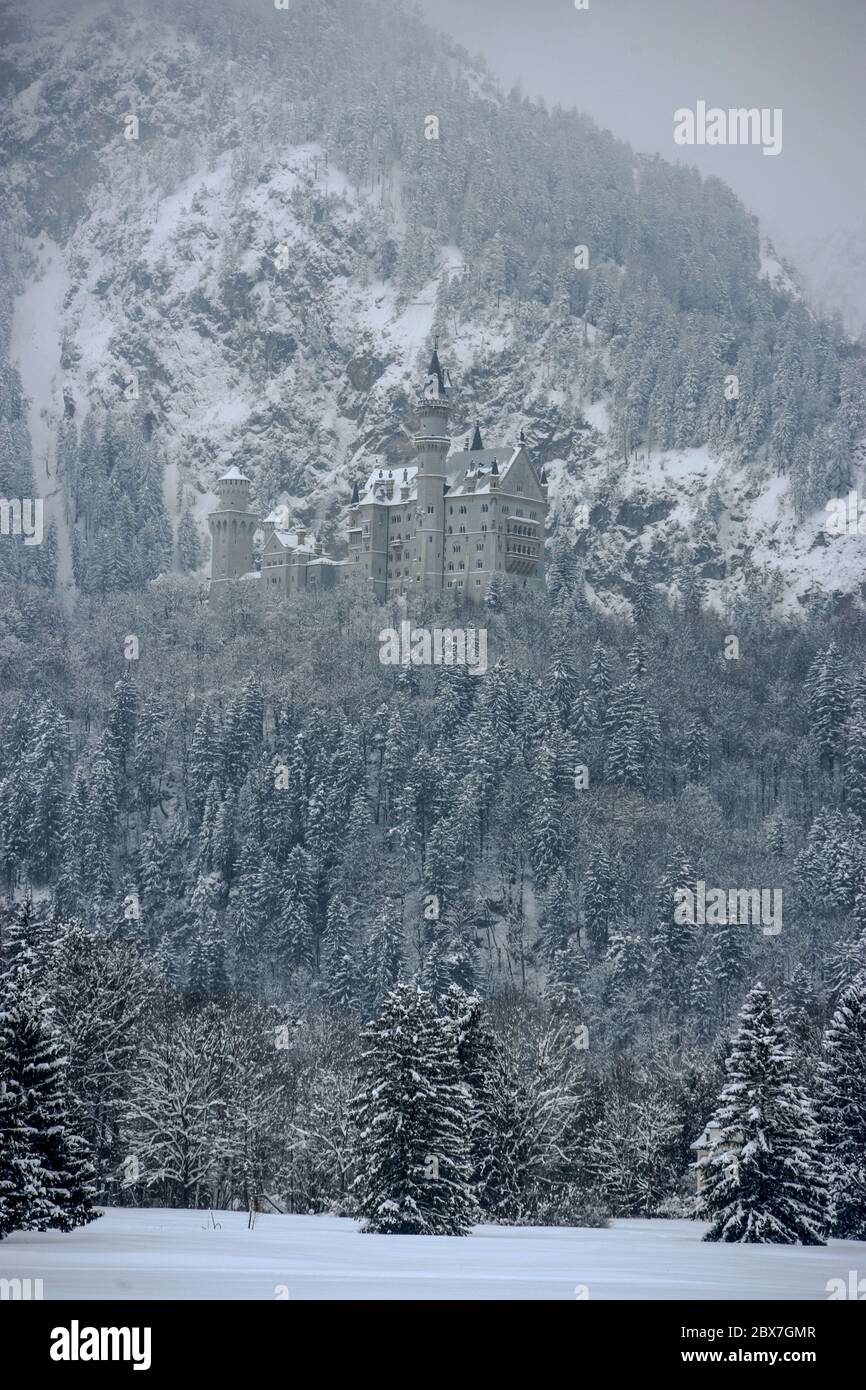 SNOWSHOE HIKE IN BAVARIA Stock Photo