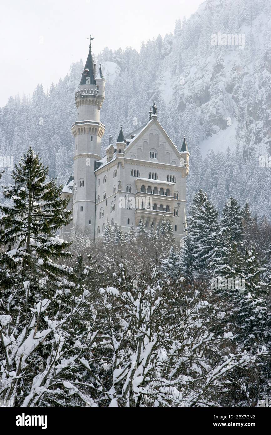 SNOWSHOE HIKE IN BAVARIA Stock Photo
